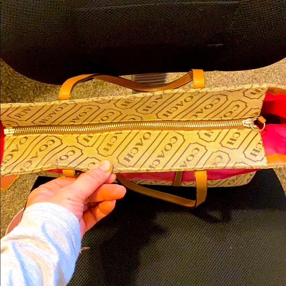 Coach lozenge logo khaki brown pink tote - Picture 6 of 6